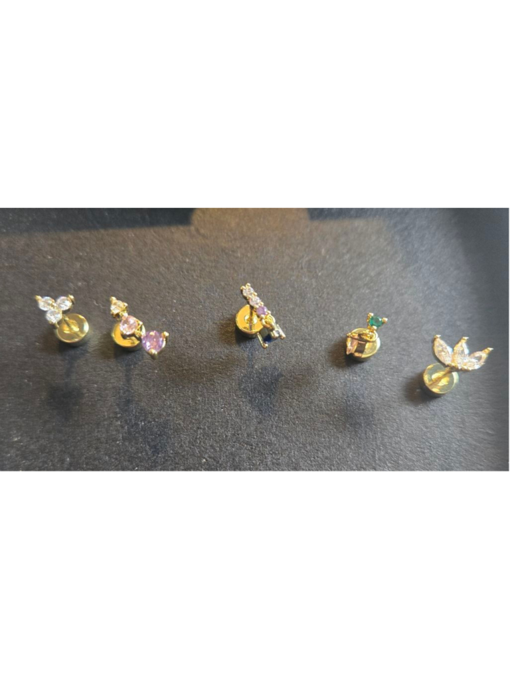 Women's Unbranded Gold and Clear Gemstone Earrings, One Size 5 pairs